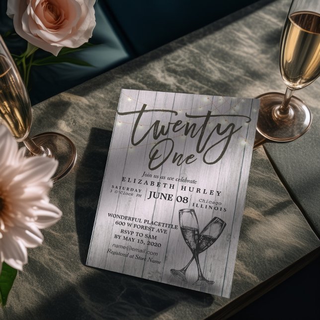 Convite aniversário de 21 anos de Festas de Champanhe Ócul (Criador carregado)