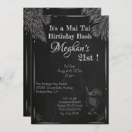 Convite Aniversário de 21 anos de quadro negro e branco Ma