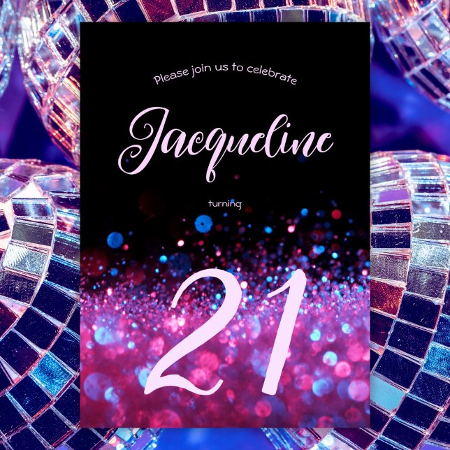 Convite Aniversário de 21 anos de Script Brilhante Neon-Pi (Criador carregado)