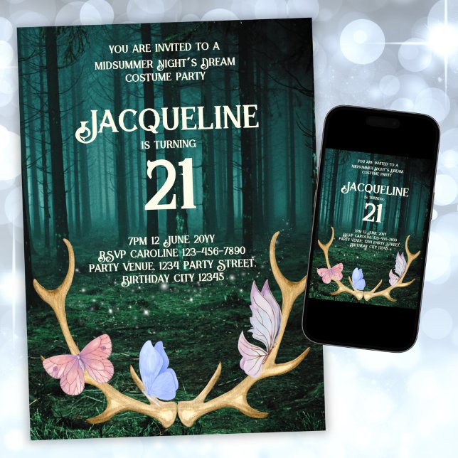 Convite Aniversário de 21 anos de Sonho de Noites de Verão (Criador carregado)