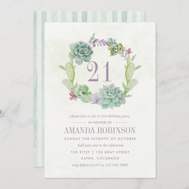 Convite Aniversário de 21 anos de Sucultivos do Cactus Des (Frente/Verso)