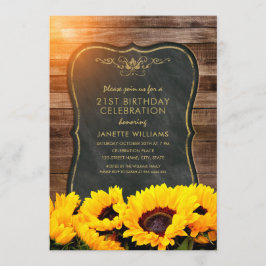 Convite aniversário de 21 anos de Sunflower Fall Fall Russ
