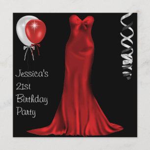 Convite aniversário de 21 anos de vestimenta vermelho pre