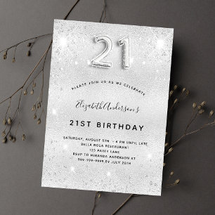 Convite aniversário de 21 anos de vidro de poeira de meta