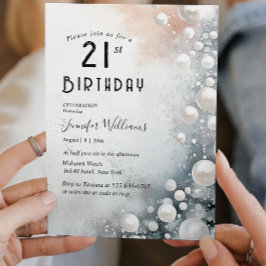 Convite Aniversário de 21 anos do Elegant e White Pearls