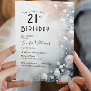 Convite Aniversário de 21 anos do Elegant e White Pearls