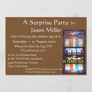 Convite Aniversário de 21 anos do jackpot do slot machine