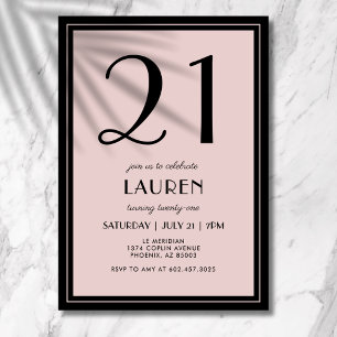 Convite Aniversário de 21 anos feminino moderno minimalist