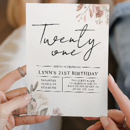Convite Aniversário de 21 anos floral