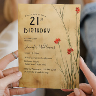 Convite Aniversário de 21 anos Floral Simples