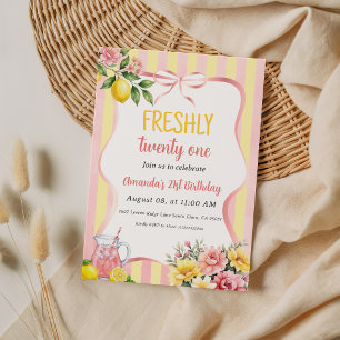 Convite Aniversário de 21 anos Freshly 21 Pink Lemonade