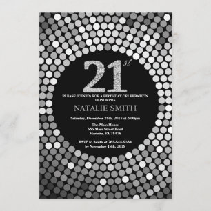 Convite aniversário de 21 anos - Lente Preta e Prateada