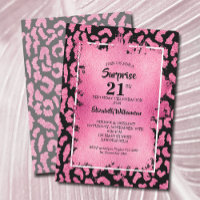 Aniversário de 21 anos-leopardo preto-rosa-chic