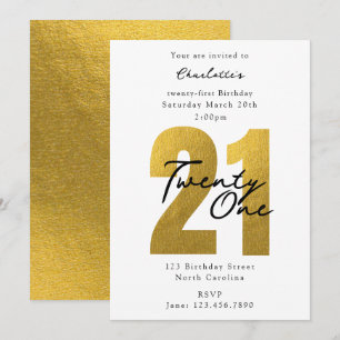 Convite Aniversário de 21 Anos Luxuoso Dourado Moderno