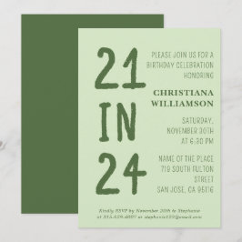 Convite Aniversário de 21 anos moderno 21 em 24 Festas de 
