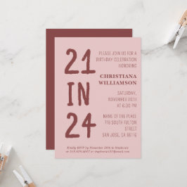 Convite Aniversário de 21 anos moderno 21 em 24 Festas de 