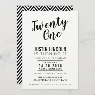 Convite aniversário de 21 anos MODERNO INVITE preto