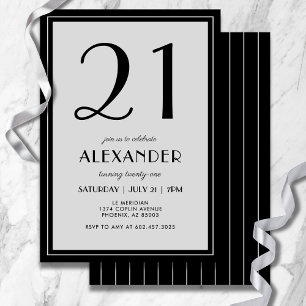 Convite Aniversário de 21 anos Moderno Minimalista Masculi