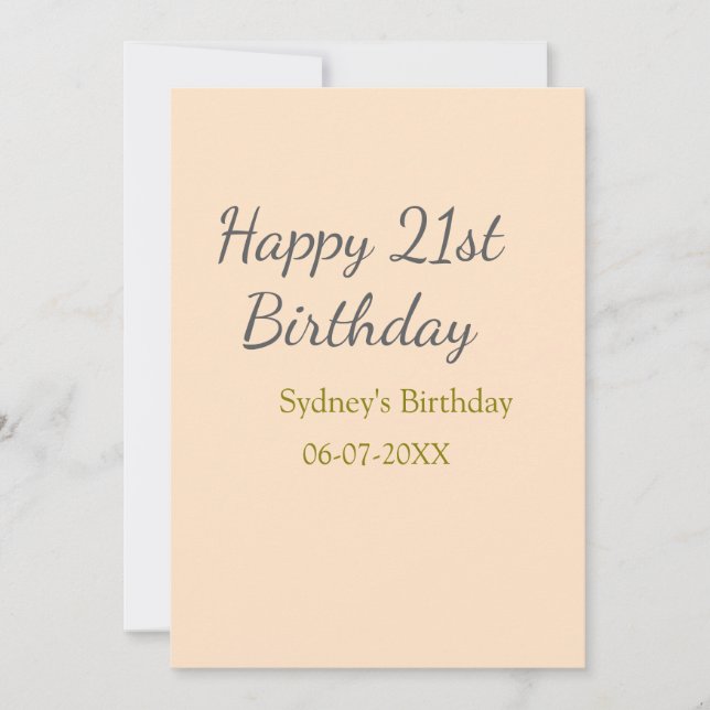 Convite aniversário de 21 anos nome data cinza laranja pas (Frente)