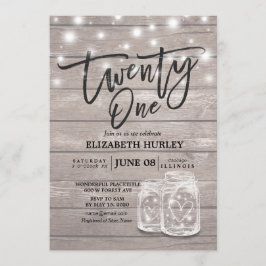 Convite aniversário de 21 anos Party Mason Jars String Lig