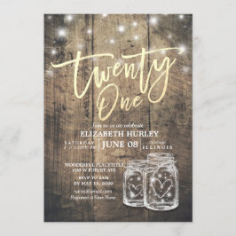 Convite aniversário de 21 anos Party Mason Jars String Lig