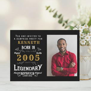 Convite Aniversário de 21 anos Personalizado Preto Dourado