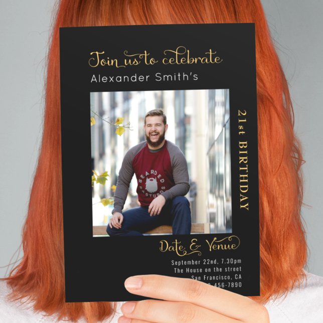 Convite aniversário de 21 anos preto (Criador carregado)