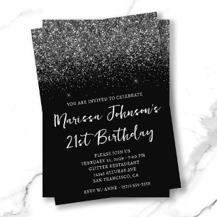 Convite Aniversário de 21 anos preto brilhante
