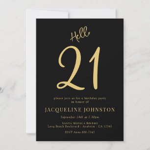 Convite aniversário de 21 anos, preto e Dourado
