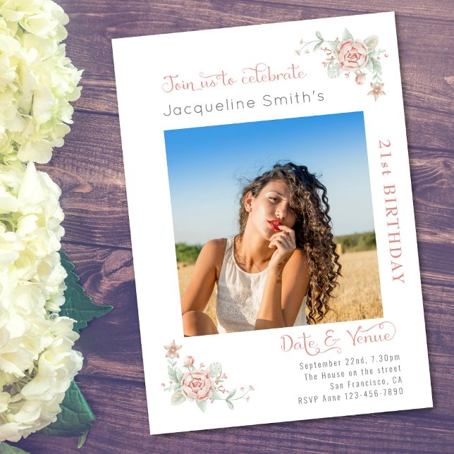 Convite aniversário de 21 anos Rosa (Criador carregado)