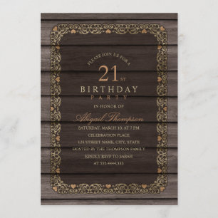 Convite aniversário de 21 anos Russo de Rico de Madeira Pa
