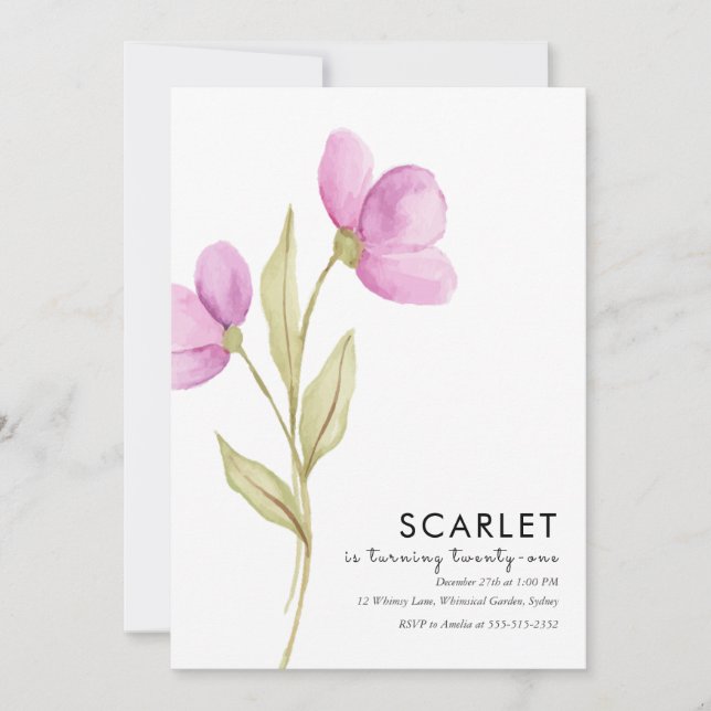 Convite Aniversário de 21 anos Simples de Chic Moderno (Frente)