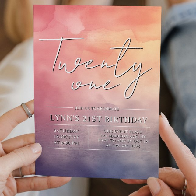 Convite Aniversário de 21 anos simples e elegante (Criador carregado)