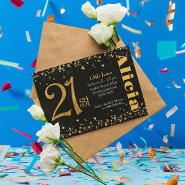Convite aniversário de 21 anos, tipografia simples moderna