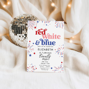 Convite Aniversário de 21 anos Vermelho Branco e Azul