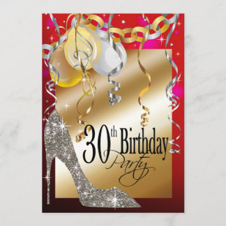 Convite aniversário de 21 anos vermelho brilhante Stiletto