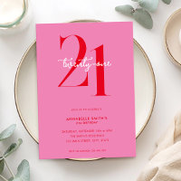 Aniversário de 21 anos Vermelho Rosa Minimalista M