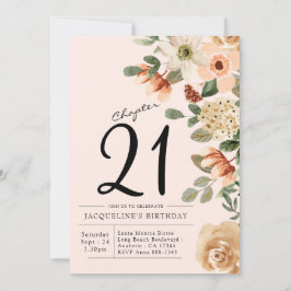 Convite aniversário de 21 anos Vintage Floral