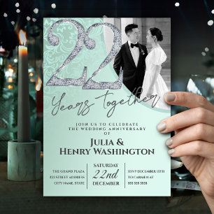 Convite Aniversário de 22 anos de Casamento Verde Suave