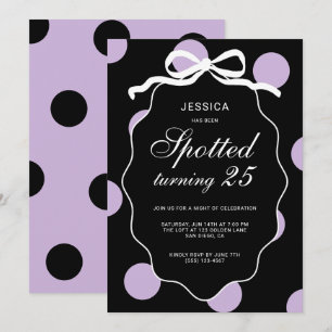 Convite Aniversário de 25 anos da Purple Polka Dot Spotted