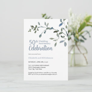 Convite Aniversário de 25 anos de Casamento Aquarela Azul 