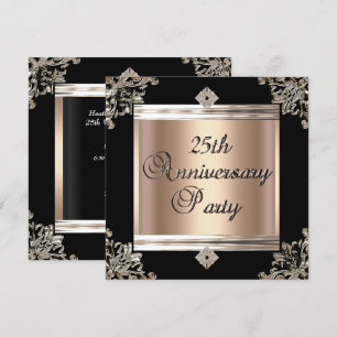 Convite Aniversário de 25 anos de Casamento Arte Deco Café