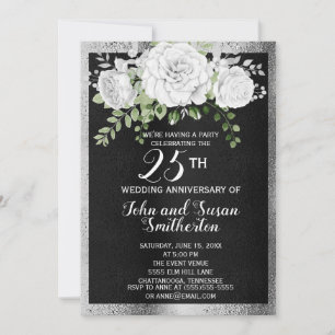 Convite Aniversário de 25 anos de casamento Black Silver W