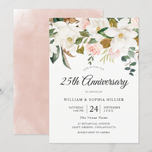 Convite Aniversário de 25 anos de Casamento com Flores Ros