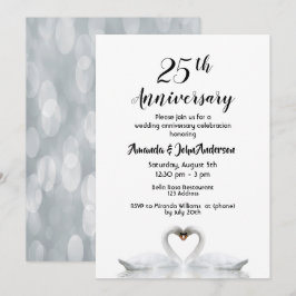 Convite aniversário de 25 anos de casamento dois cisnes ap