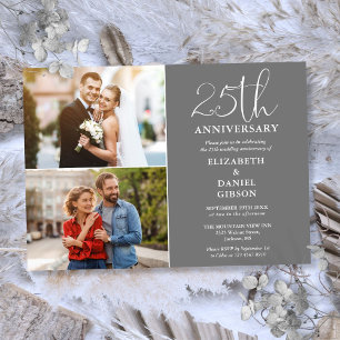 Convite Aniversário de 25 anos de casamento Então e agora 