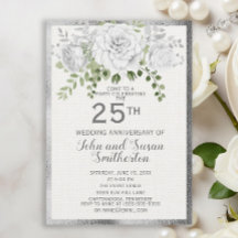 Aniversário de 25 anos de casamento floral branco 