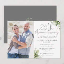 Convite Aniversário de 25 Anos de Casamento Floral Prata F