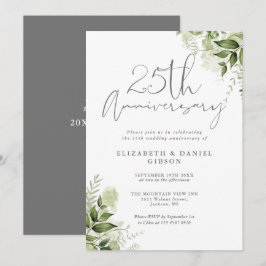 Convite Aniversário de 25 anos de Casamento Folhagem Escri