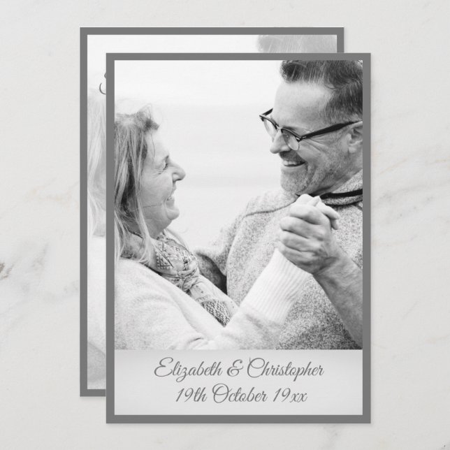 Convite Aniversário de 25 Anos de Casamento Foto Prata Pre (Frente/Verso)